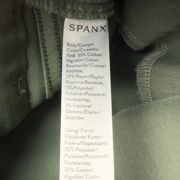SPANX Stretch Twill Ankle Cargo Jogger Pants Large Utility Jeans Skinny Green - Picture 8 of 14